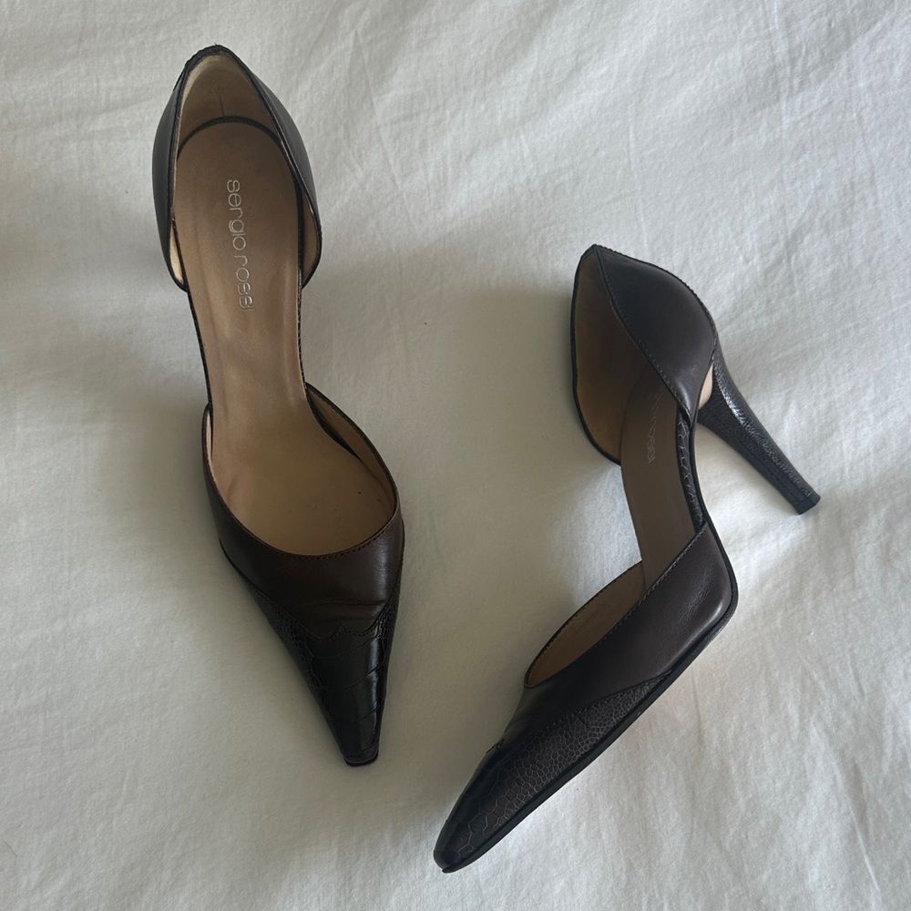 Sergio Rossi Dark Brown Leather Heels